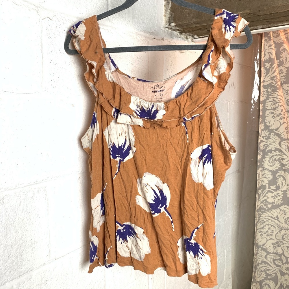 Old Navy Mustard Sleeveless Ruffle Tulip Top XL